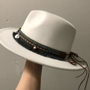 Custom White Wool Felt Unisex White Fedora Hat